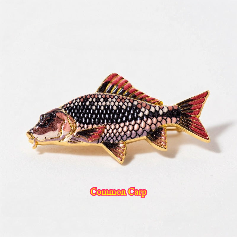 Fishing Fish Enamel Pin - Fisherman Hat & Lapel Badge - Fishing Lover Gift