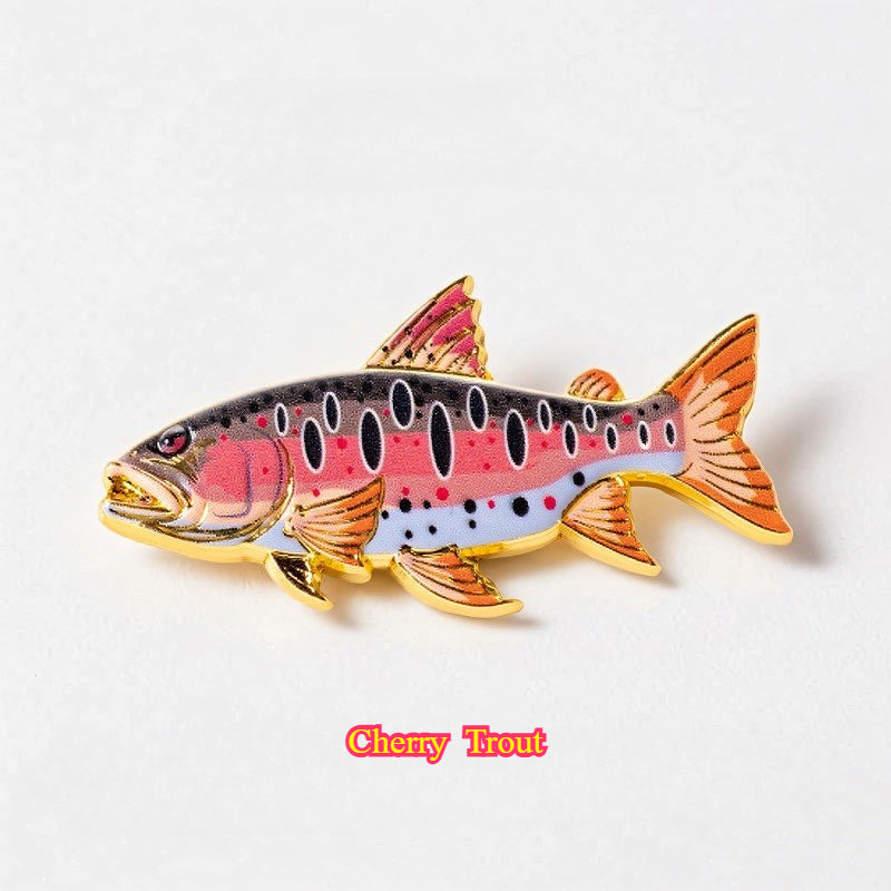 Fishing Fish Enamel Pin - Fisherman Hat & Lapel Badge - Fishing Lover Gift