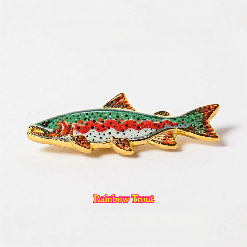 Fishing Fish Enamel Pin - Fisherman Hat & Lapel Badge - Fishing Lover Gift