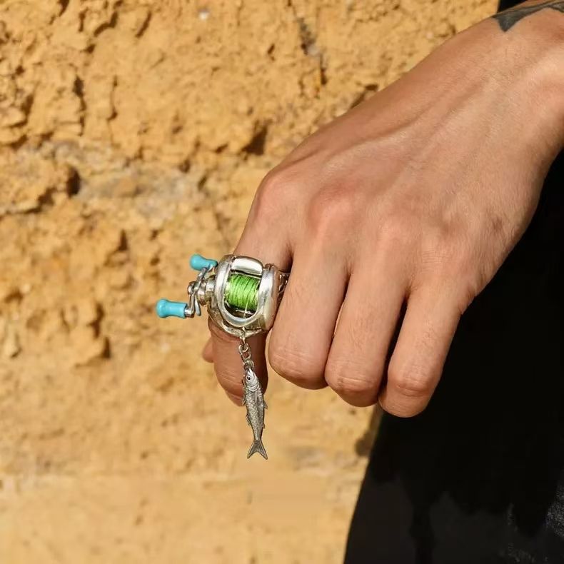 Miniature "Spinning" Fishing Reel Jewelry - 2-in-1 Necklace & Ring Accessory