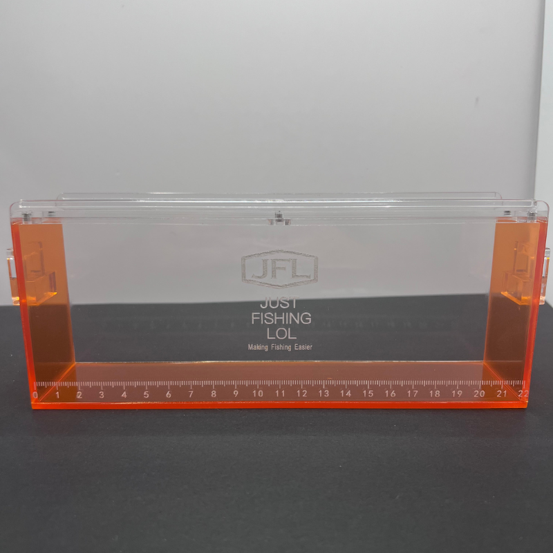 Fish Viewing Box – Ultra-Clear Acrylic with Magnetic Sliding Lid | Transparent / Black Frame / Orange Frame