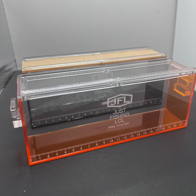 Fish Viewing Box – Ultra-Clear Acrylic with Magnetic Sliding Lid | Transparent / Black Frame / Orange Frame