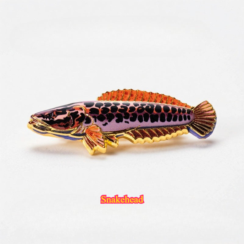 Fishing Fish Enamel Pin - Fisherman Hat & Lapel Badge - Fishing Lover Gift