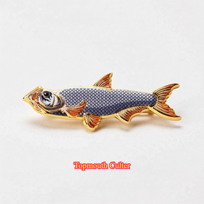 Fishing Fish Enamel Pin - Fisherman Hat & Lapel Badge - Fishing Lover Gift