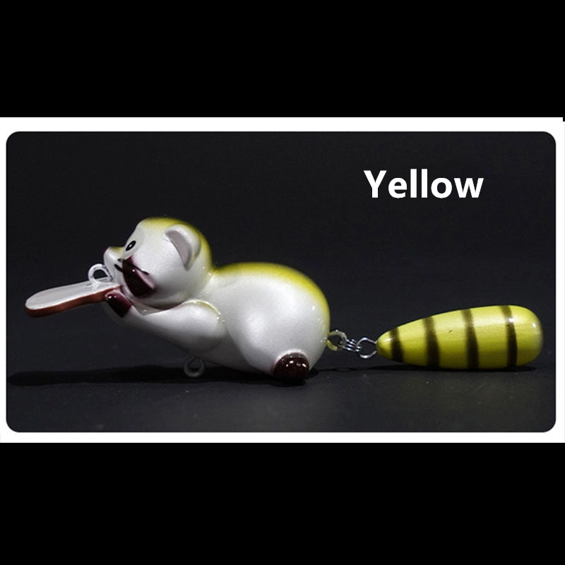 Cute Little Raccoon Hard Bait Mino Fake Bait Key Chain Dual Purpose Fishing Tackle