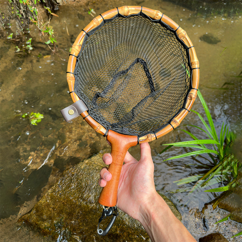 Portable handmade bamboo whip microfishing small net