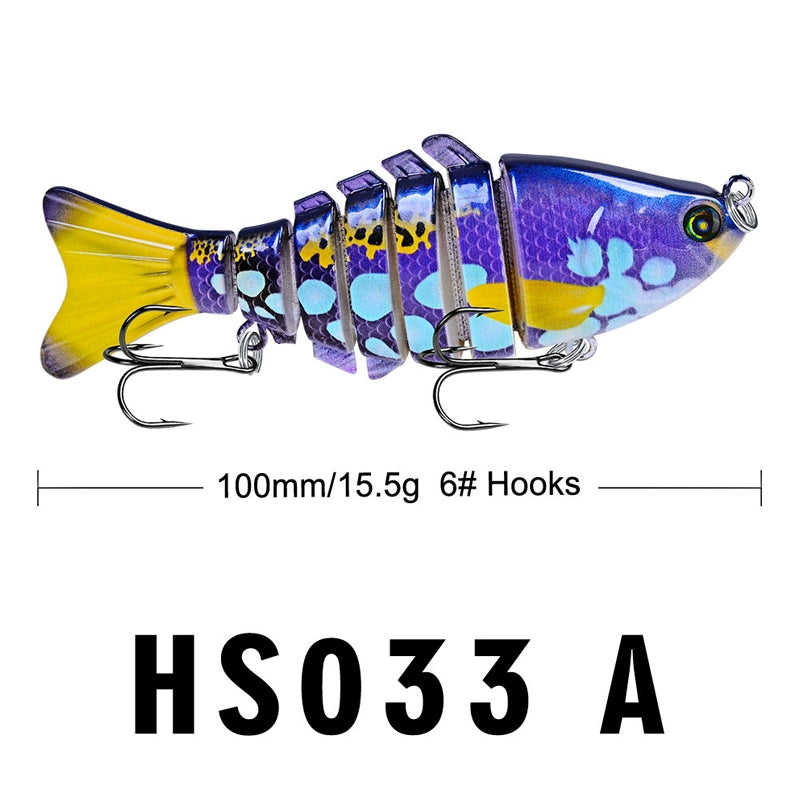 10Cm Classic Lure Bait Plastic Hard Bait 15.5g with Packing 7 Sections Multi-section Fish Bionic Fishing Bait Sea Fishing Hook