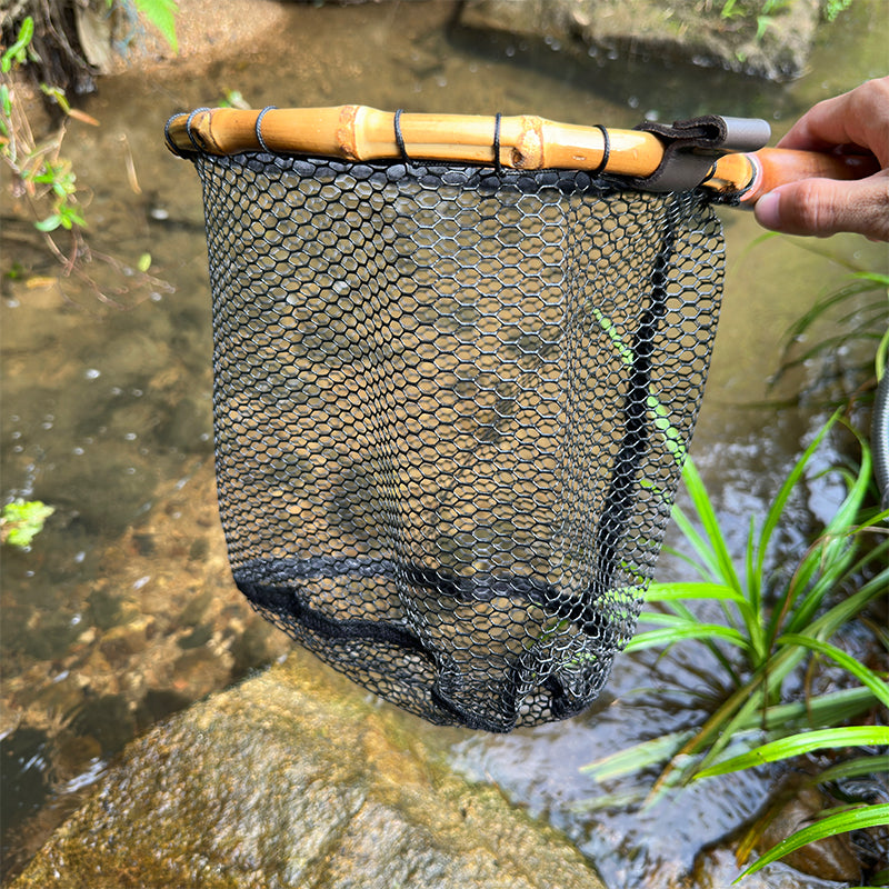 Portable handmade bamboo whip microfishing small net