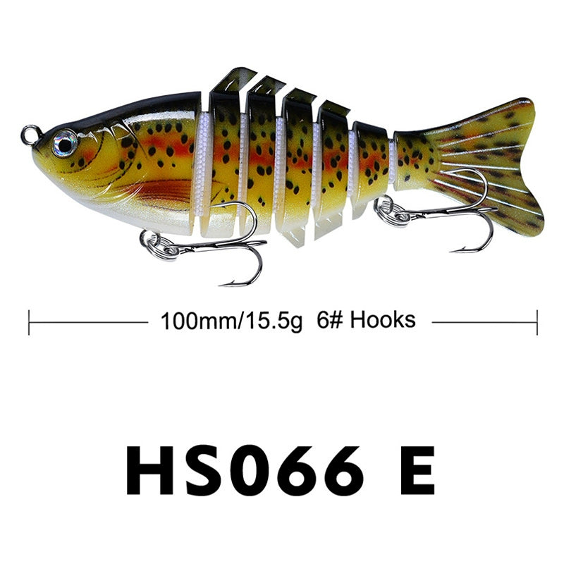 10Cm Classic Lure Bait Plastic Hard Bait 15.5g with Packing 7 Sections Multi-section Fish Bionic Fishing Bait Sea Fishing Hook