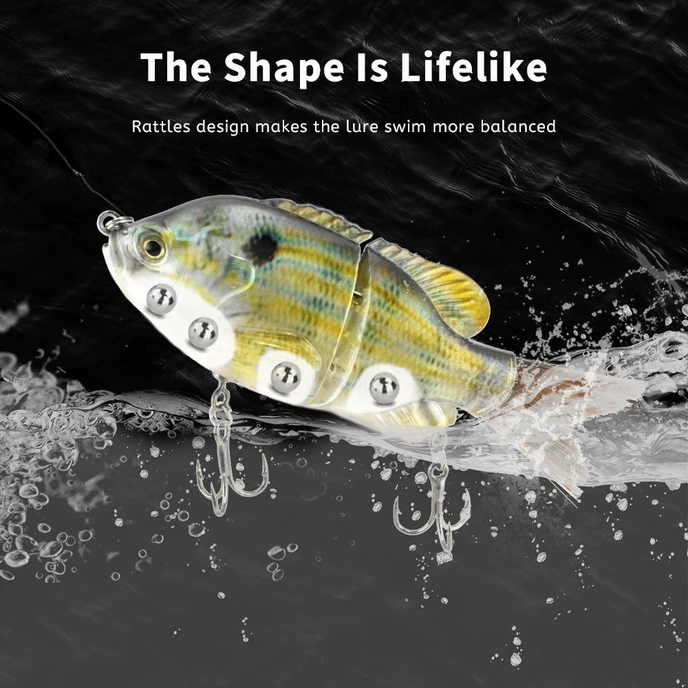 Sunfish Lure bait, 2 knobby fish, built-in noise bait