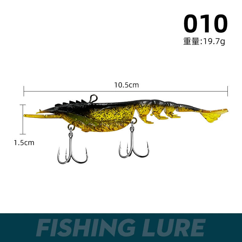 Multi-section soft shrimp bait 10.5cm rubber lead head with hook, simulated soft shrimp, lead-wrapped shrimp bait, Lure bait