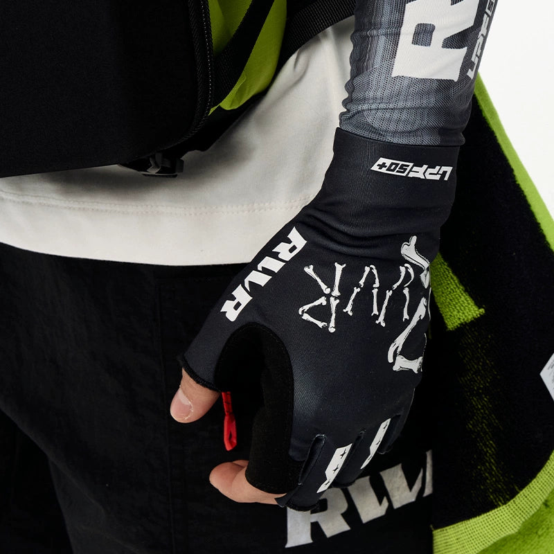 Outdoor Sports UPF50 + Sunscreen Ice Silk Gloves Breathable Anti-skid Dew Five-finger lure Fishing Gloves Men