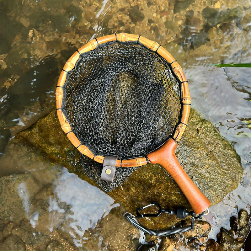 Portable handmade bamboo whip microfishing small net