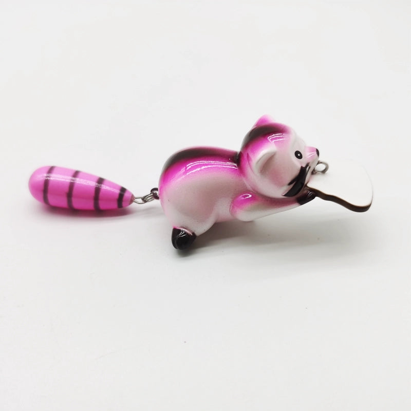 Cute Little Raccoon Hard Bait Mino Fake Bait Key Chain Dual Purpose Fishing Tackle