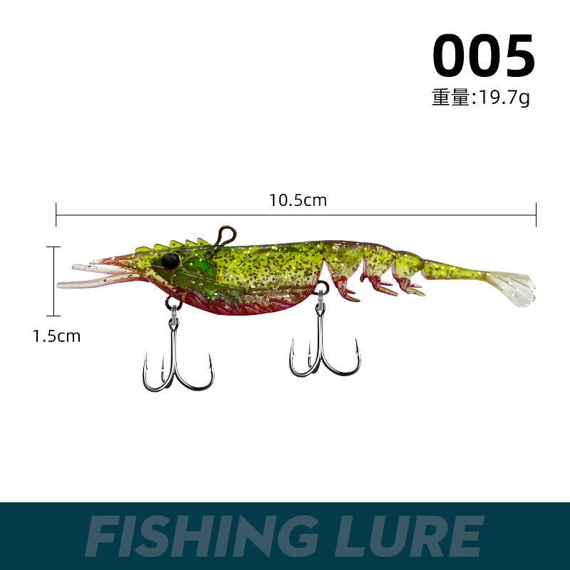 Multi-section soft shrimp bait 10.5cm rubber lead head with hook, simulated soft shrimp, lead-wrapped shrimp bait, Lure bait