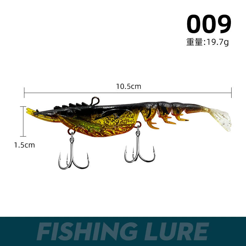 Multi-section soft shrimp bait 10.5cm rubber lead head with hook, simulated soft shrimp, lead-wrapped shrimp bait, Lure bait