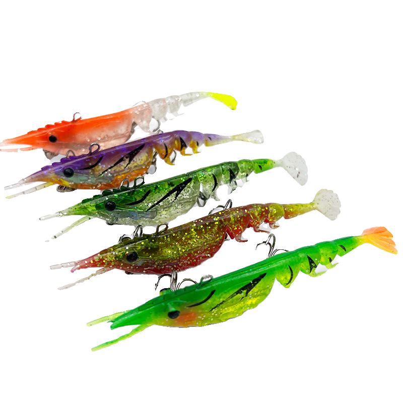 Multi-section soft shrimp bait 10.5cm rubber lead head with hook, simulated soft shrimp, lead-wrapped shrimp bait, Lure bait