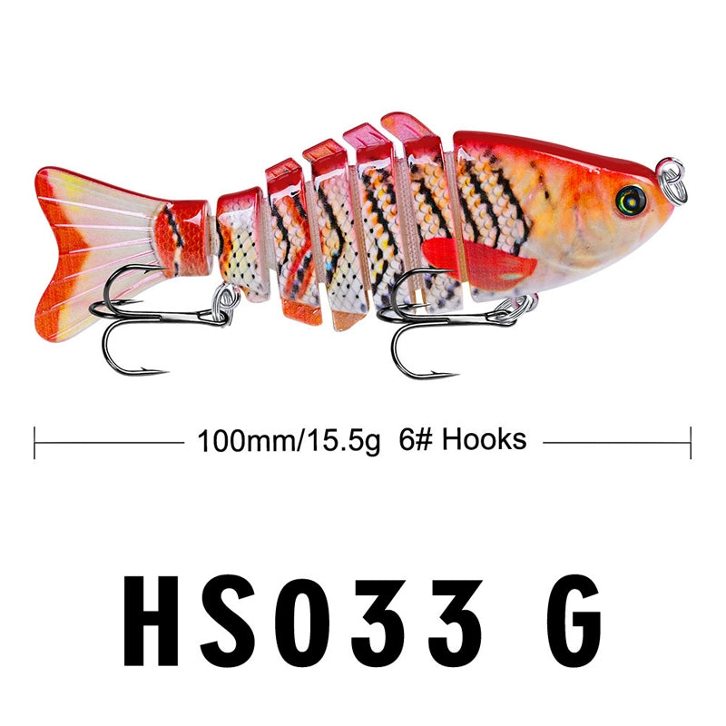 10Cm Classic Lure Bait Plastic Hard Bait 15.5g with Packing 7 Sections Multi-section Fish Bionic Fishing Bait Sea Fishing Hook
