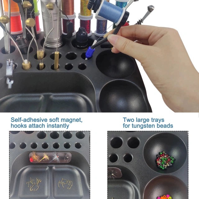 Fly hook binding tool storage frame, high-strength ABS with magnet and spool rack, neat and efficient