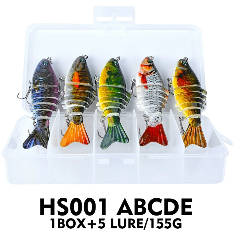 10Cm Classic Lure Bait Plastic Hard Bait 15.5g with Packing 7 Sections Multi-section Fish Bionic Fishing Bait Sea Fishing Hook