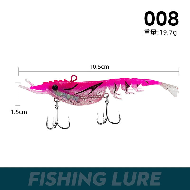 Multi-section soft shrimp bait 10.5cm rubber lead head with hook, simulated soft shrimp, lead-wrapped shrimp bait, Lure bait