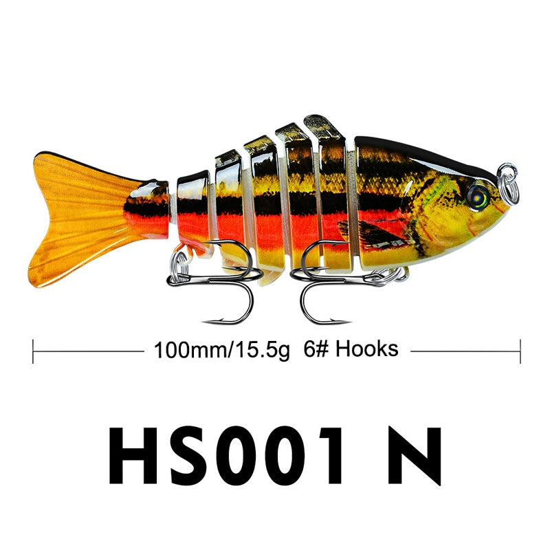 10Cm Classic Lure Bait Plastic Hard Bait 15.5g with Packing 7 Sections Multi-section Fish Bionic Fishing Bait Sea Fishing Hook