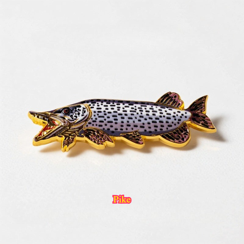 Fishing Fish Enamel Pin - Fisherman Hat & Lapel Badge - Fishing Lover Gift