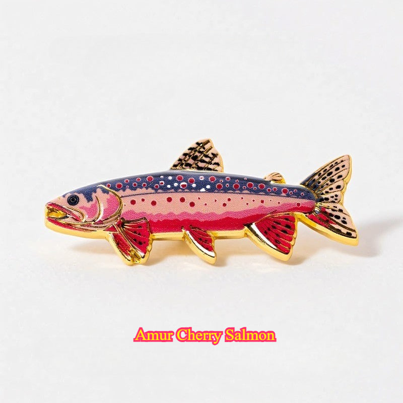 Fishing Fish Enamel Pin - Fisherman Hat & Lapel Badge - Fishing Lover Gift