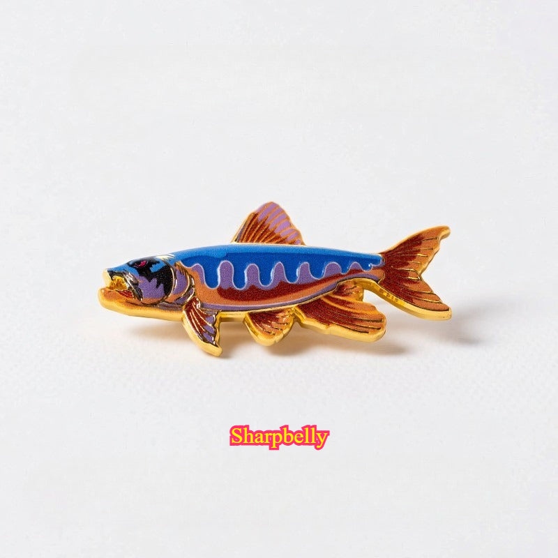 Fishing Fish Enamel Pin - Fisherman Hat & Lapel Badge - Fishing Lover Gift