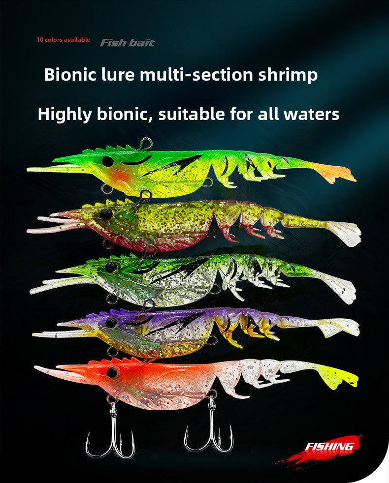 Multi-section soft shrimp bait 10.5cm rubber lead head with hook, simulated soft shrimp, lead-wrapped shrimp bait, Lure bait