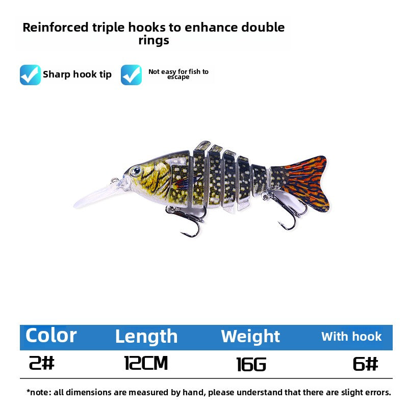 Hengjia fishing gear with tongue board bionic multi-section fish 16 grams Luya bait cast sea fishing bait freshwater bait