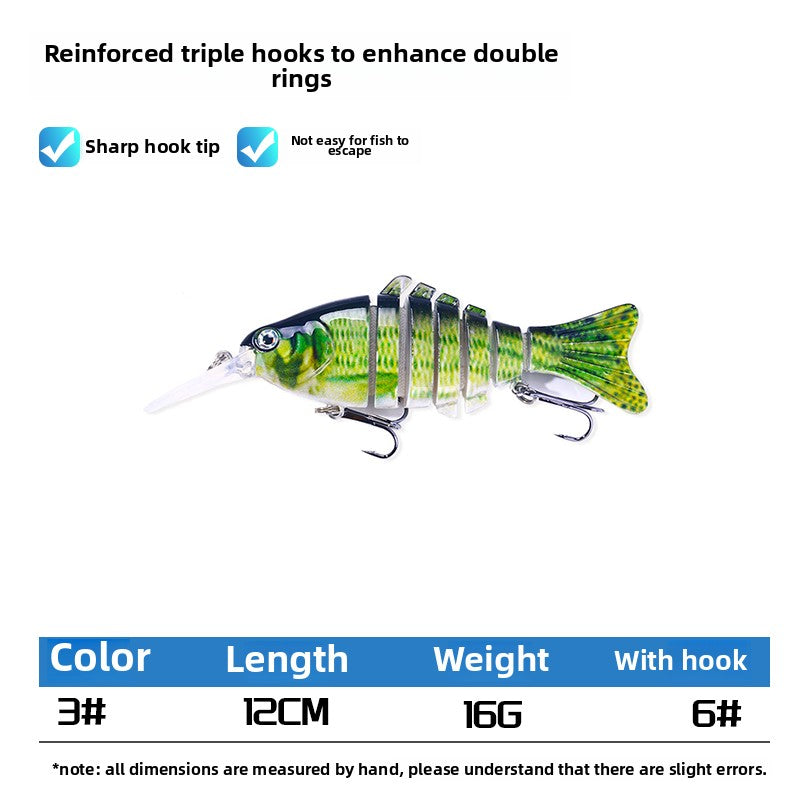 Hengjia fishing gear with tongue board bionic multi-section fish 16 grams Luya bait cast sea fishing bait freshwater bait
