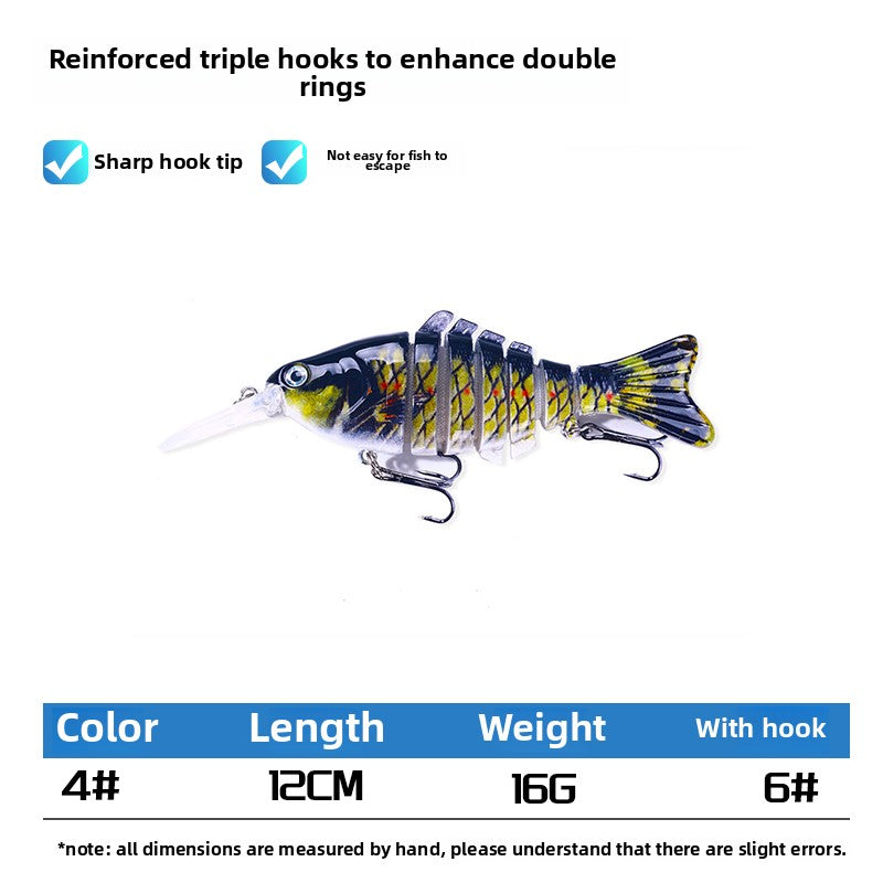Hengjia fishing gear with tongue board bionic multi-section fish 16 grams Luya bait cast sea fishing bait freshwater bait