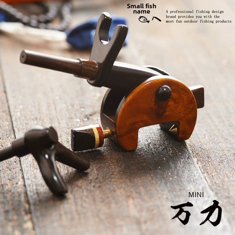 Mini baby elephant Wanli, solid wood battery micro fishing bracket