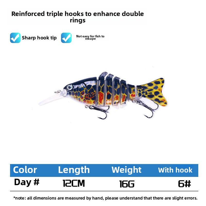 Hengjia fishing gear with tongue board bionic multi-section fish 16 grams Luya bait cast sea fishing bait freshwater bait