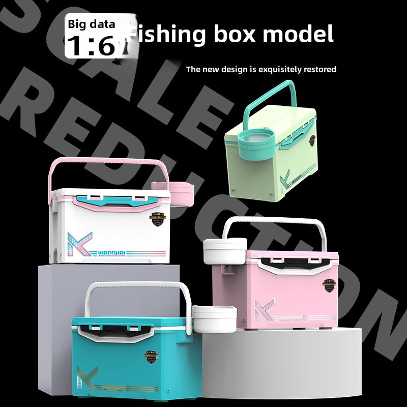 ceramic miniature fishing box Mini fishing box figure, pocket-sized ornament, scale 1:6
