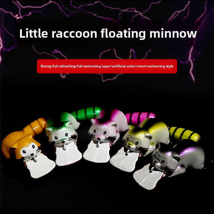 Cute Little Raccoon Hard Bait Mino Fake Bait Key Chain Dual Purpose Fishing Tackle