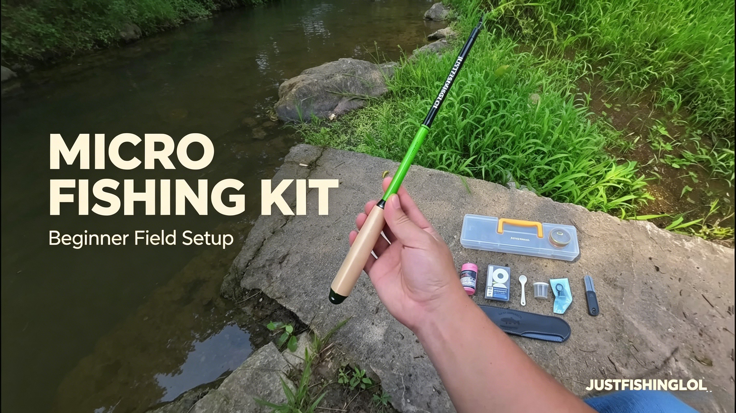 Origin Series Micro Fishing Starter Kit near a quiet creek