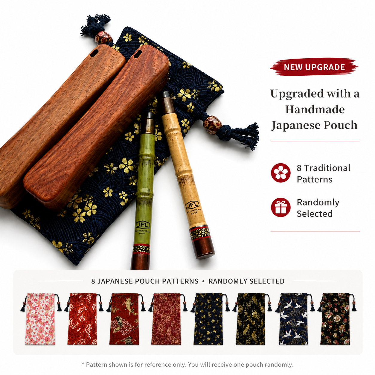 Sao Tabi upgraded wooden case and Japanese pouch for compact tanago fishing