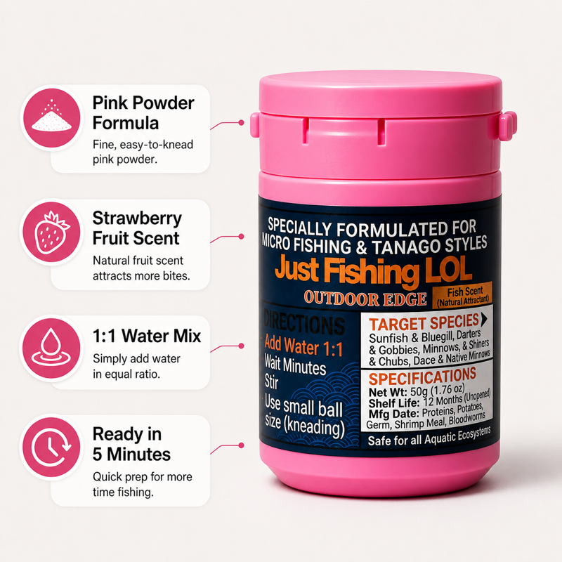 Pink powder strawberry fruit scent tanago bait feature callouts for micro fishing