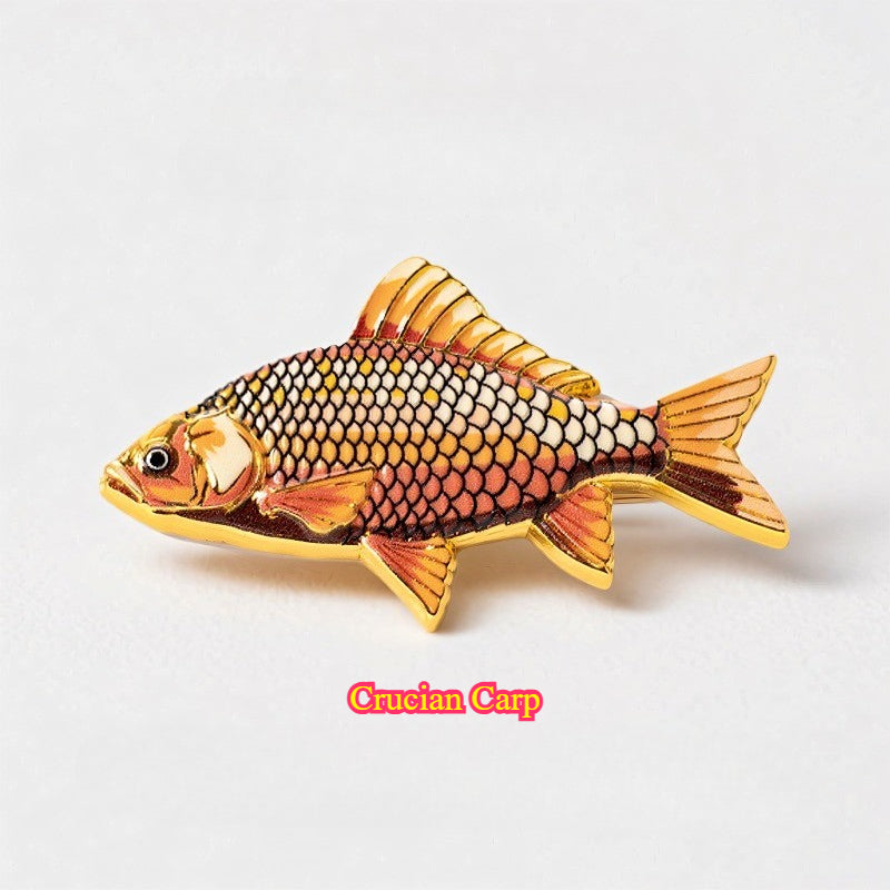 Fishing Fish Enamel Pin - Fisherman Hat & Lapel Badge - Fishing Lover Gift