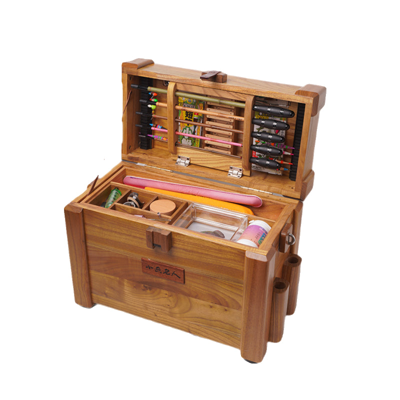 Natural solid wood handmade small object fishing special fishing box, can seat fishing box