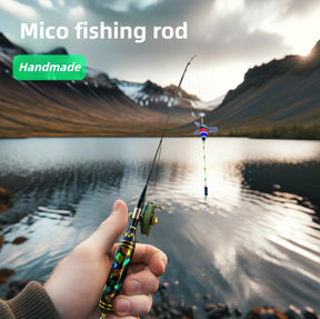 Handmade fishing rod with wheels for MicroFishing