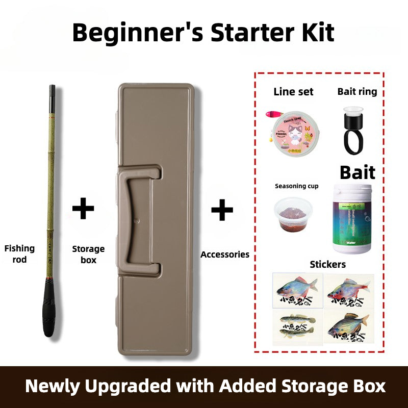 Newly Upgraded with Added Storage Box—Mini Micro Fishing Hand Rod（Beginner's Starter Kit）