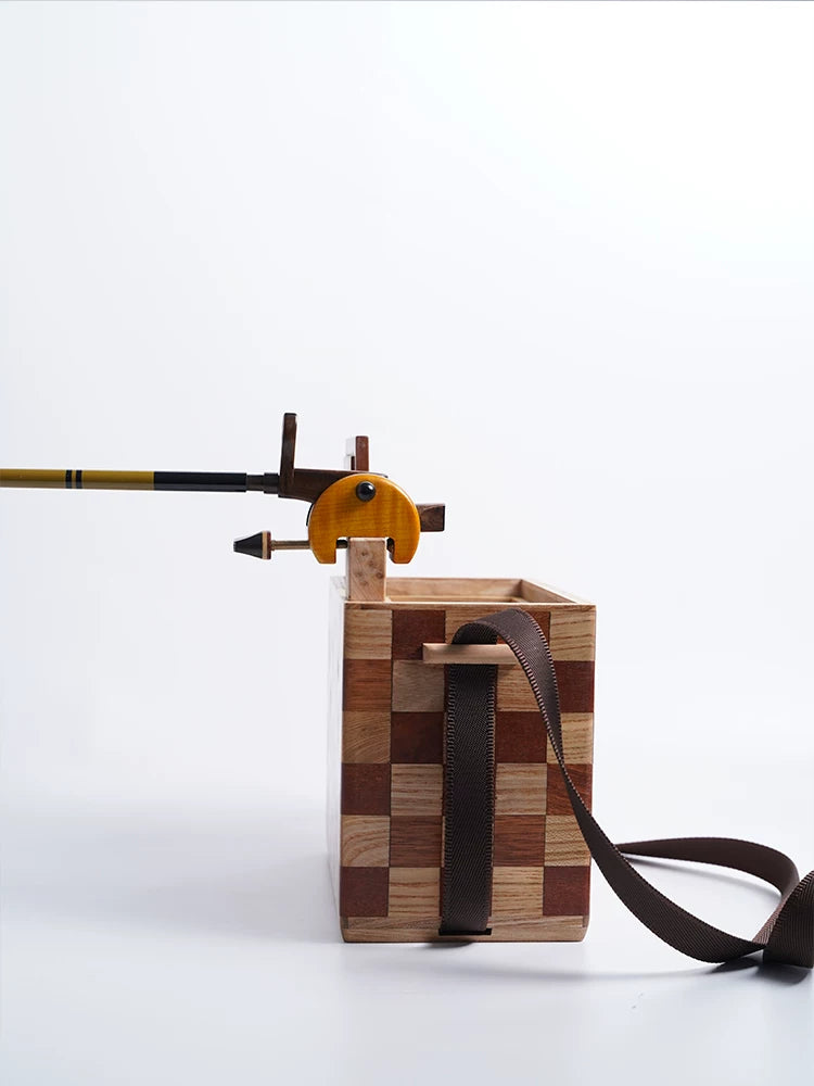 Handmade Golden Phoebe Wood Tanago Tackle Box - Premium Micro Fishing Tool Organizer & Floating Storage Case