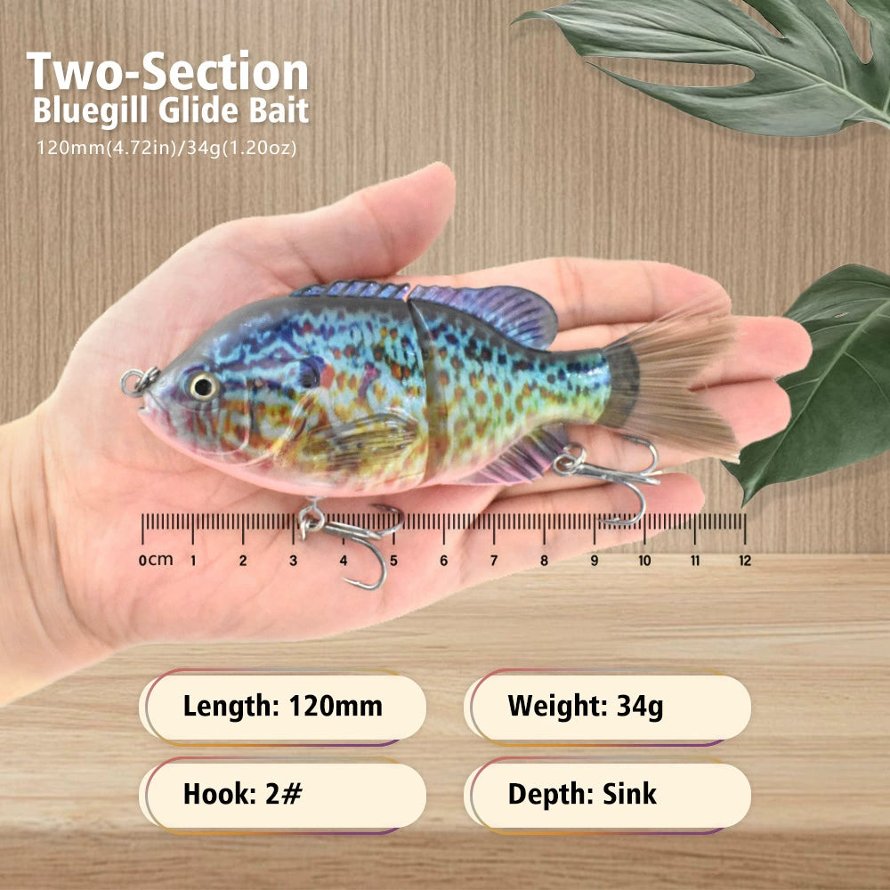 Sunfish Lure bait, 2 knobby fish, built-in noise bait