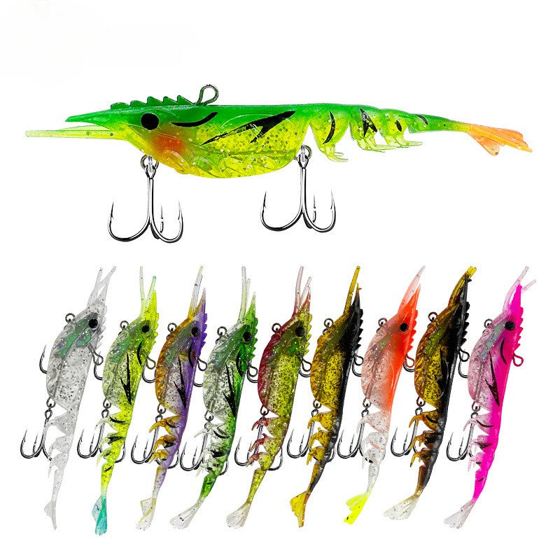 Multi-section soft shrimp bait 10.5cm rubber lead head with hook, simulated soft shrimp, lead-wrapped shrimp bait, Lure bait