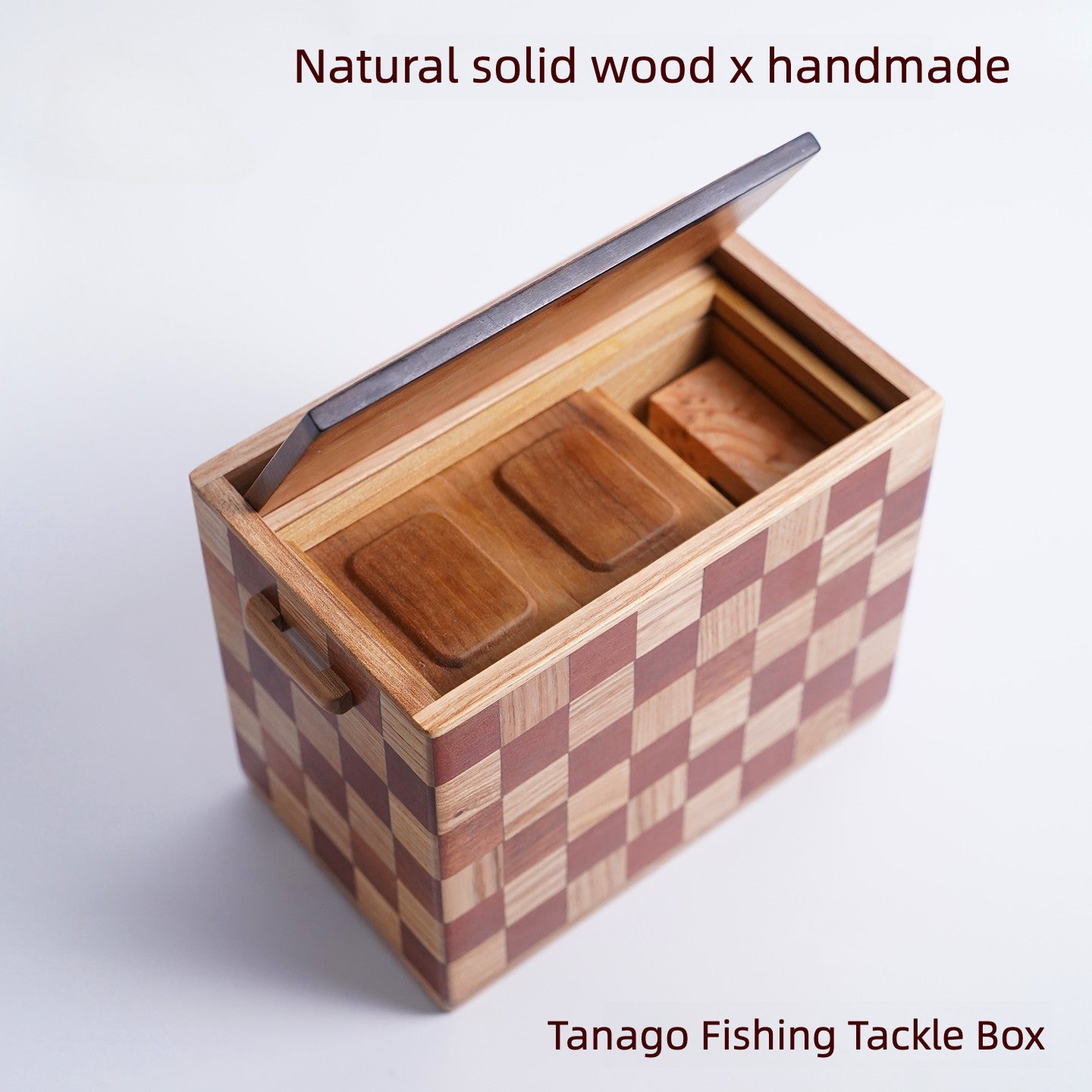 Handmade Golden Phoebe Wood Tanago Tackle Box - Premium Micro Fishing Tool Organizer & Floating Storage Case