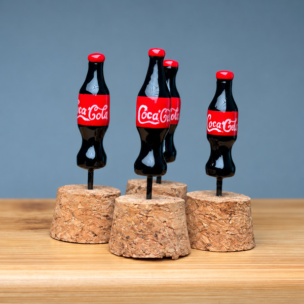 Cola bottle-shaped handmade nano fishing floats; example products shown, sold individually.