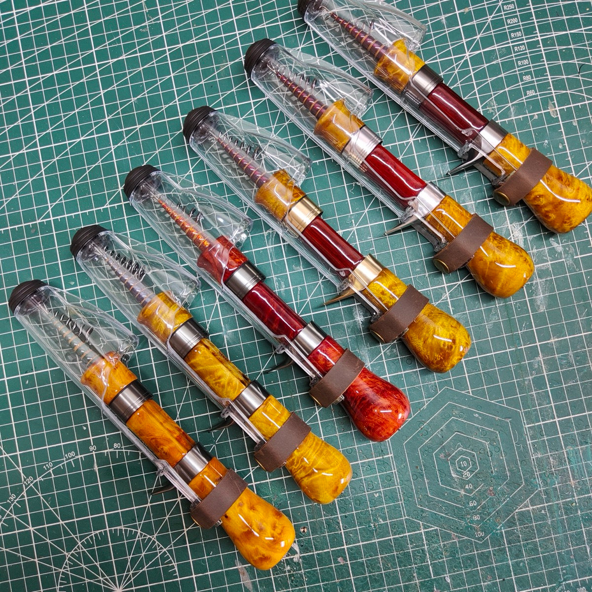 Example casting travel rods with protective covers; one cover is included per rod.